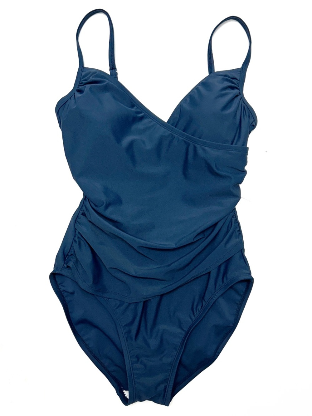 NWT Laphee Rose drape dark blue adjustable strap one piece swimsuit size S NEW